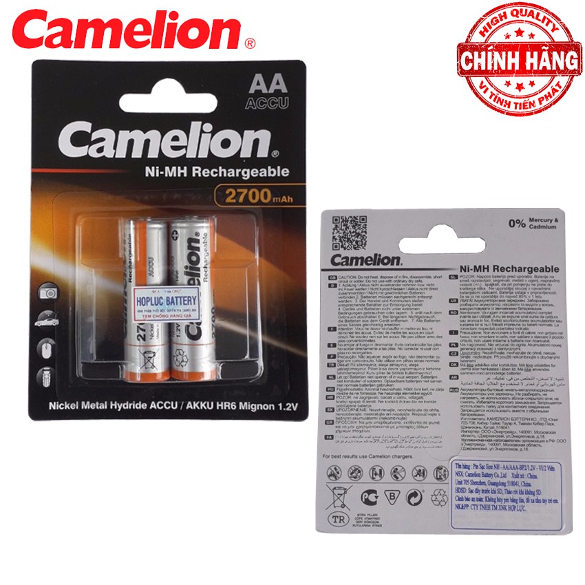 Bộ 10 Pin Sạc AA (2A) Camelion Ni-MH Rechargeable Accu 2700mAh - 1.2V (Cam)