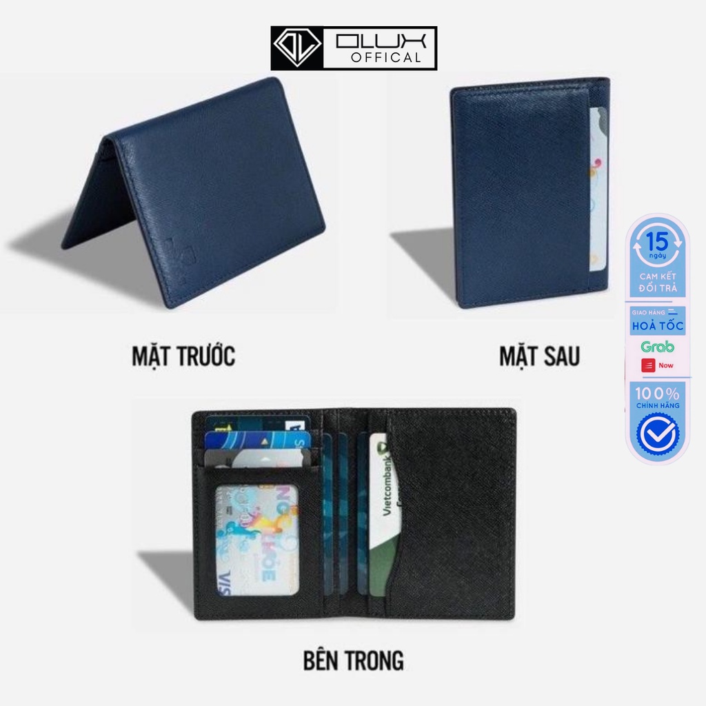 Ví mini nữ, bóp nam công sở card Lucky da thật nhập khẩu thời trang hàn quốc Olux