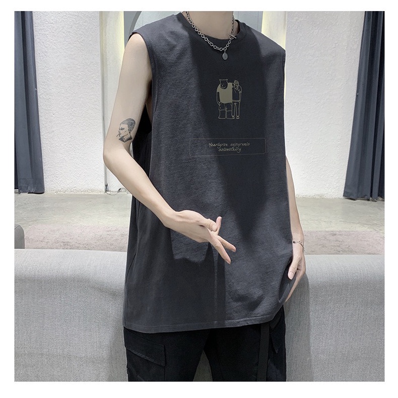 Áo Thun sát nách - Áo Tank Top unisex IN HÌNH CARTOON co giãn thấm hút mồ hôi, chất liệu cotton siêu mát