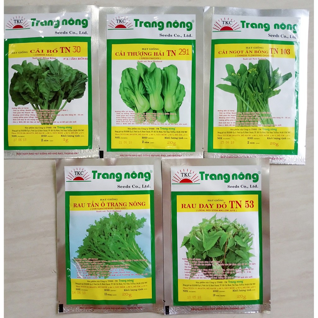 Combo 5 gói hạt giống rau ăn lá hiệu Trang Nông-Đồ Gia Dụng Tại HCM