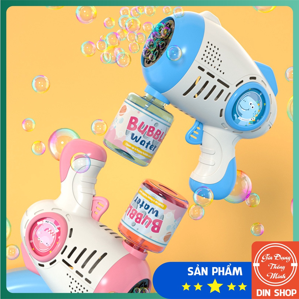 Súng bắn bong bóng hổ 10 nòng cho bé - Súng máy phun thổi bong bóng xà phòng hình cá heo/ hổ đồ chơi trẻ em ngoài trời