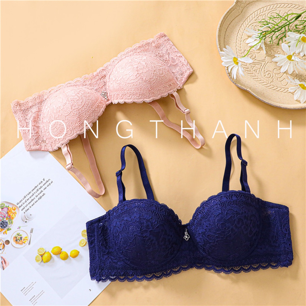 Áo lót nữ ren có gọng, đệm mỏng cup ngực quả ngang ôm ngực, gom tạo khe tốt