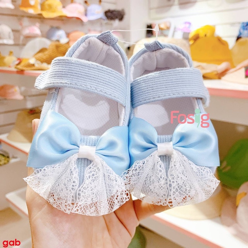 [11-13cm] Giày Vải Tập Đi Siêu Nhẹ Cho Bé - Xanh Nơ Trắng