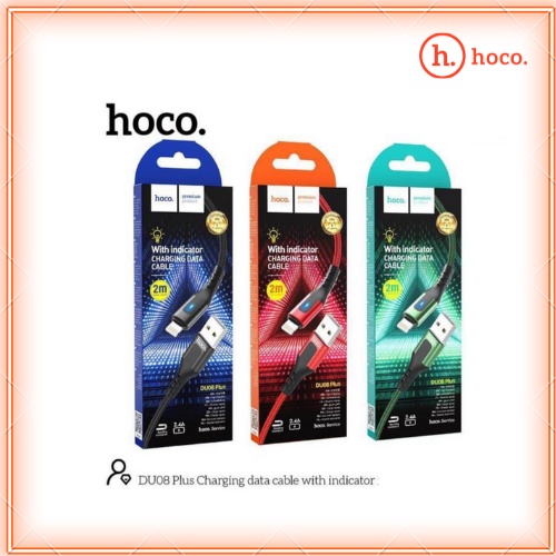 Cáp Sạc Hoco DU08 Chính Hãng - Dây Sạc nhanh 12w cho 13 promax trở xuống, Dây dù chống đứt, có Đèn LED dài 1M/2M -BH 12T