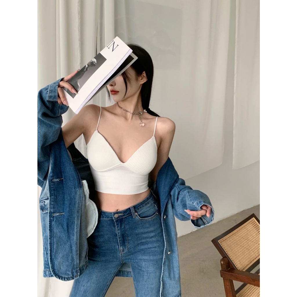 Áo hai dây nữ, áo bra mút ngực 2 dây tôn from Freesize &lt;54kg alohashop91