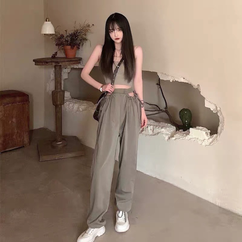 Set áo croptop + quần khoét eo Ulzzang