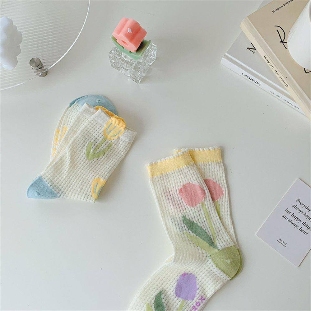 Vớ Họa Tiết Hoa Tulip Dễ Thương Thời Trang Nhật Bản Cho Nữ