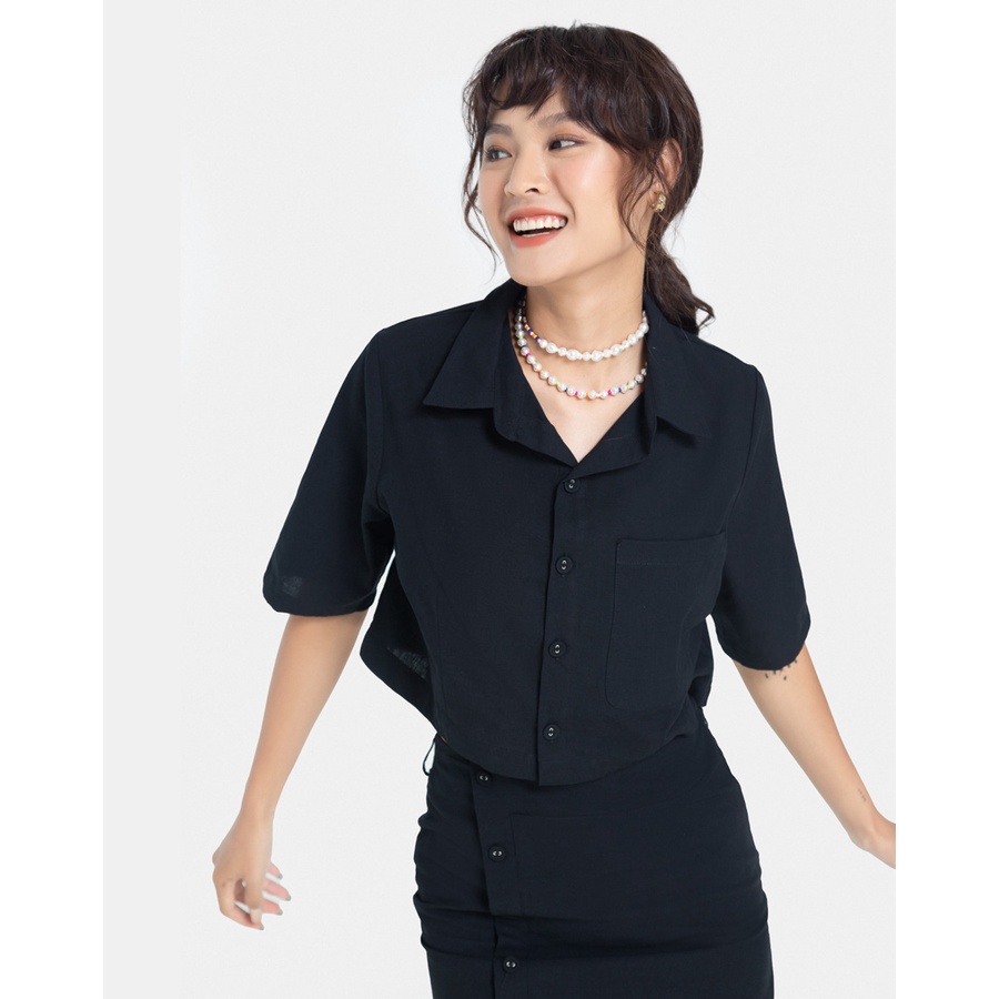Áo Sơ Mi Nữ Thời Trang JUNO Dáng Rộng Tay Ngắn JNASM008