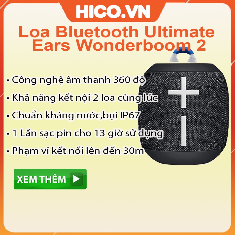 Loa Bluetooth Ultimate Ears Wonderboom 2 - Loa Bluetooth Bass Cực Hay, Chống Nước, Hàng Chính Hãng - Bảo hành 24 tháng