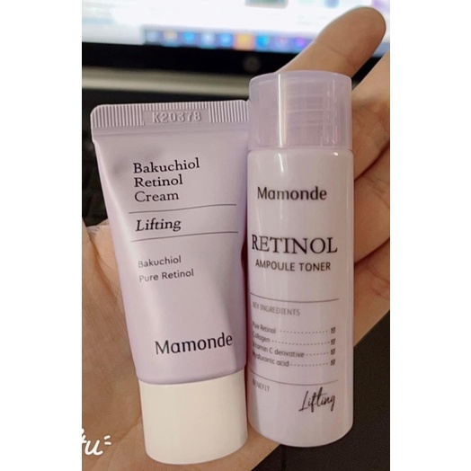 Set toner và kem dưỡng retinol Mamonde mini