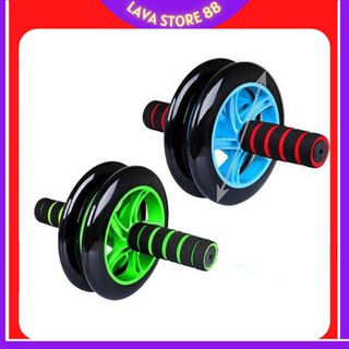 Máy tập cơ bụng bánh xe xanh lá , con lăn tập bụng 2 bánh cao cấp tặng kèm THẢM 007903 LaVa Store88