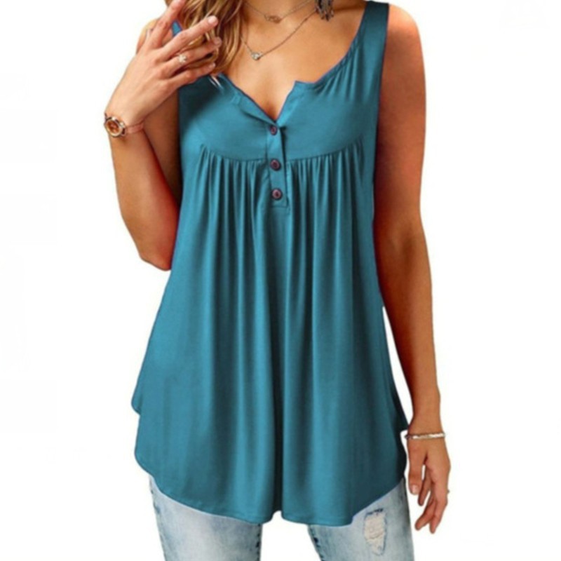 Cozy Women's Plain Sleeveless Shirred Tanks