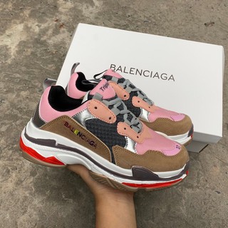 Giày thể thao Sneaker Balen Triple S màu nâu hồng