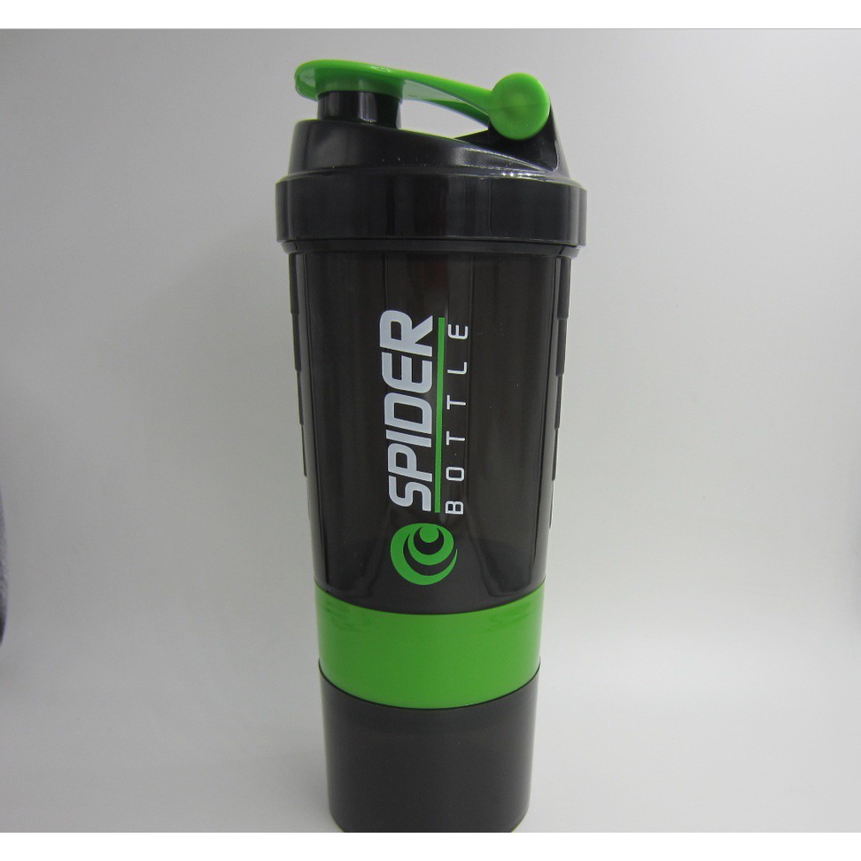 (Hàng Tốt) Bình lắc Spider tập gym 3 ngăn tiện dụng 600ml - 7875 (Cao Cấp)