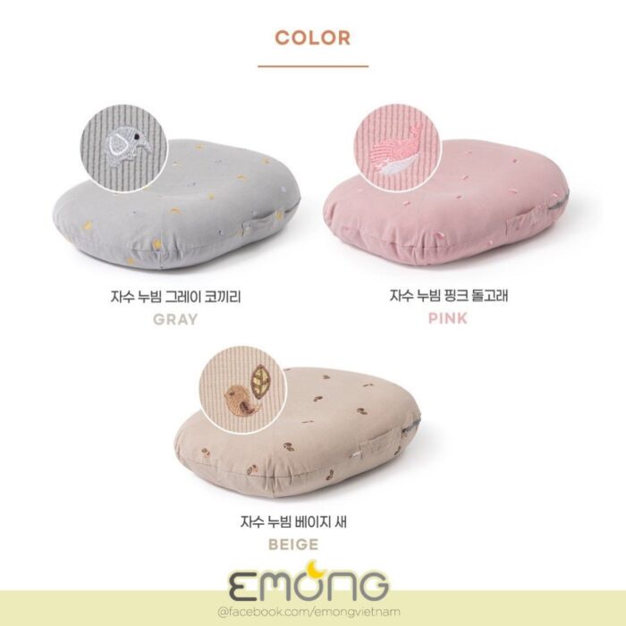 Gối Chống Trào Ngược EMONG Cho Bé Thiết Kế Độc Đáo, Vải Cotton Thêu Mềm Mịn