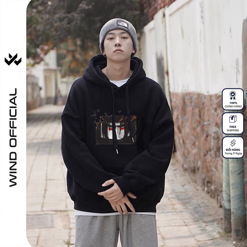 Áo hoodie unisex WIND form rộng nỉ nam nữ ITACHI HD20 thời trang thu đông oversize | WebRaoVat - webraovat.net.vn