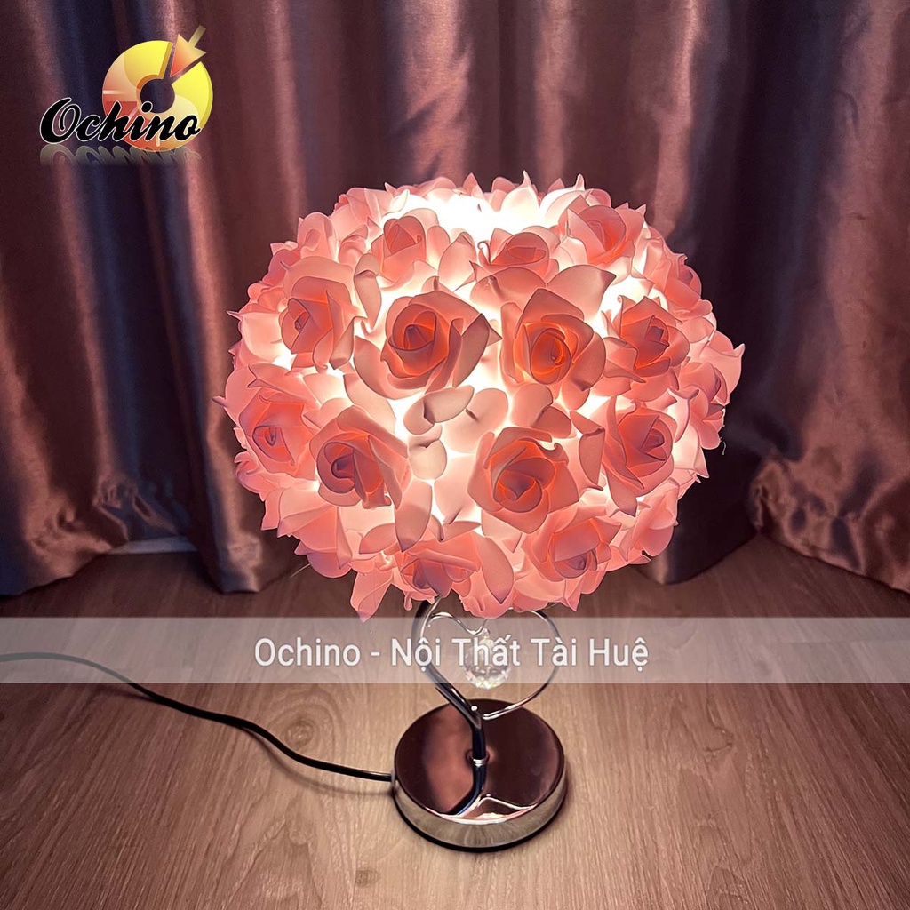 Đèn Ngủ Hoa Hồng Để Bàn Cao Cấp Hoa Hồng HÌnh Tròn Chân Tim Cực Đẹp Và Sang Trọng dùng Trang Trí Phòng ngủ, Phòng Cưới