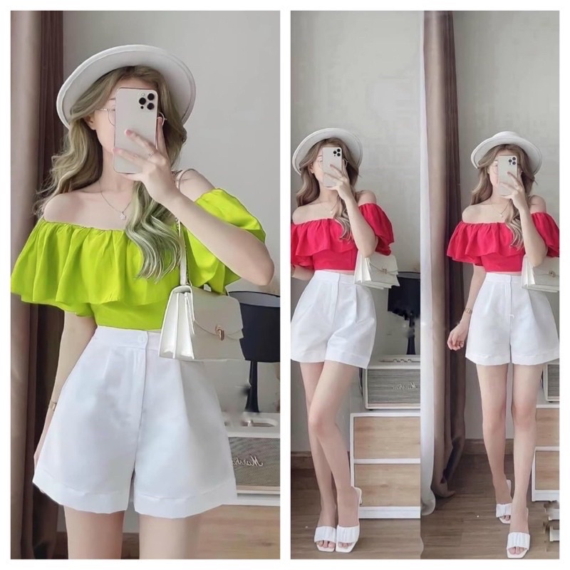 Sét áo bẹt Vai Quần Shot ,lưng cao ,From chuẩn chất đẹp