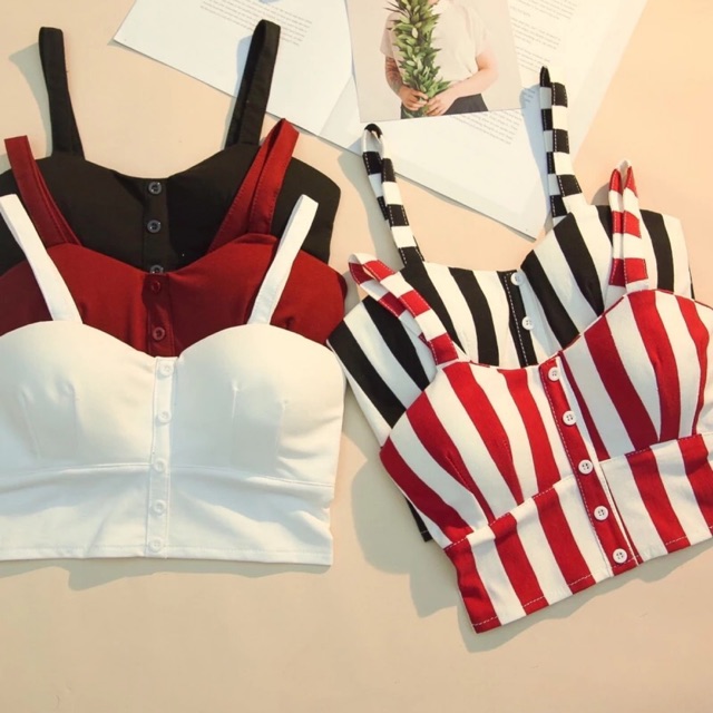 Áo croptop 2 dây cúp ngực ( ordee 20-25 ngày)