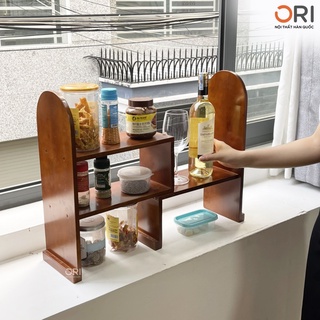 Kệ đựng gia vị hàn quốc màu hạt dẻ - kệ gia vị gia đình bằng gỗ - cup shelf - ori nội thất hàn quốc