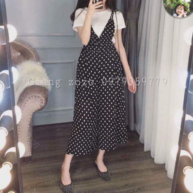 Set áo phông + quần chấm bi