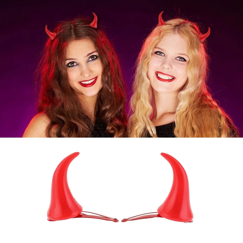 Kẹp Tóc Hình Sừng Ox Hoạt Hình Chống Trượt Cho Bé Gái Dịp Halloween