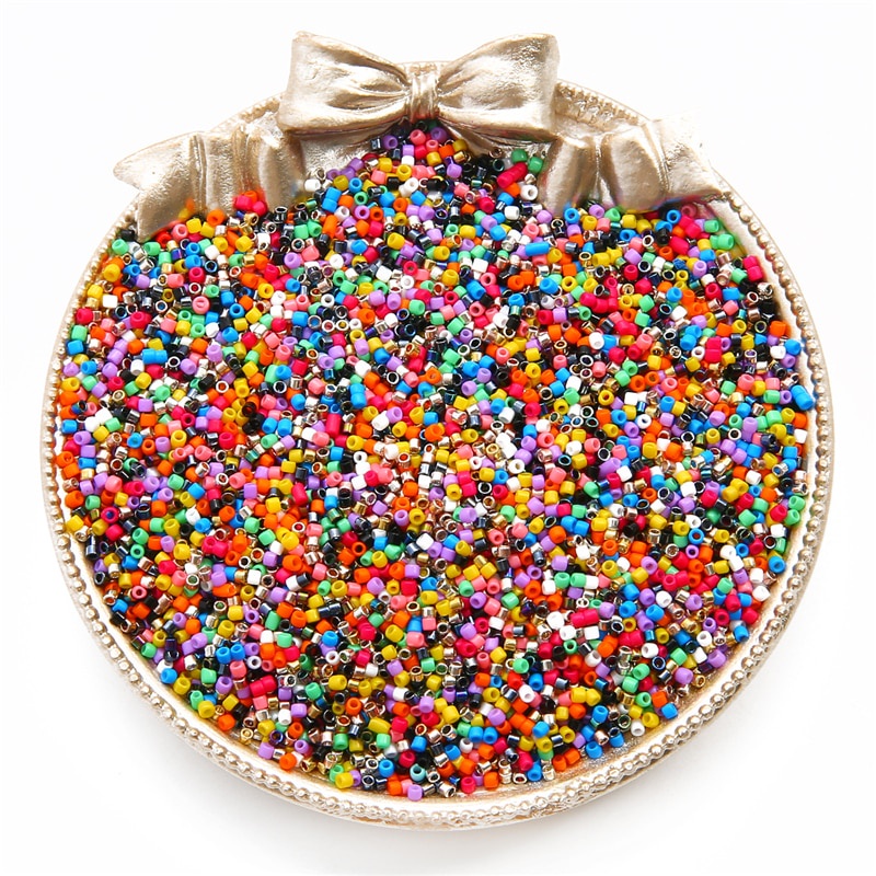 Túi 1900 hạt thủy tinh tròn nhiều màu 2mm dùng làm trang sức thủ công
