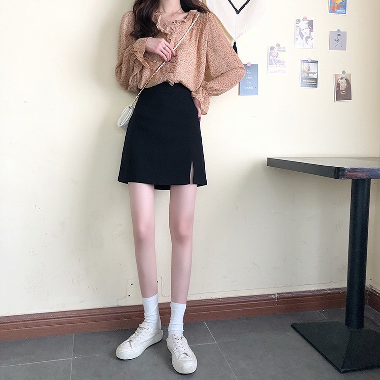 V06 - VÁY BIGSIZE ĐEN NGẮN XẺ FORM CHỮ A | BigBuy360 - bigbuy360.vn