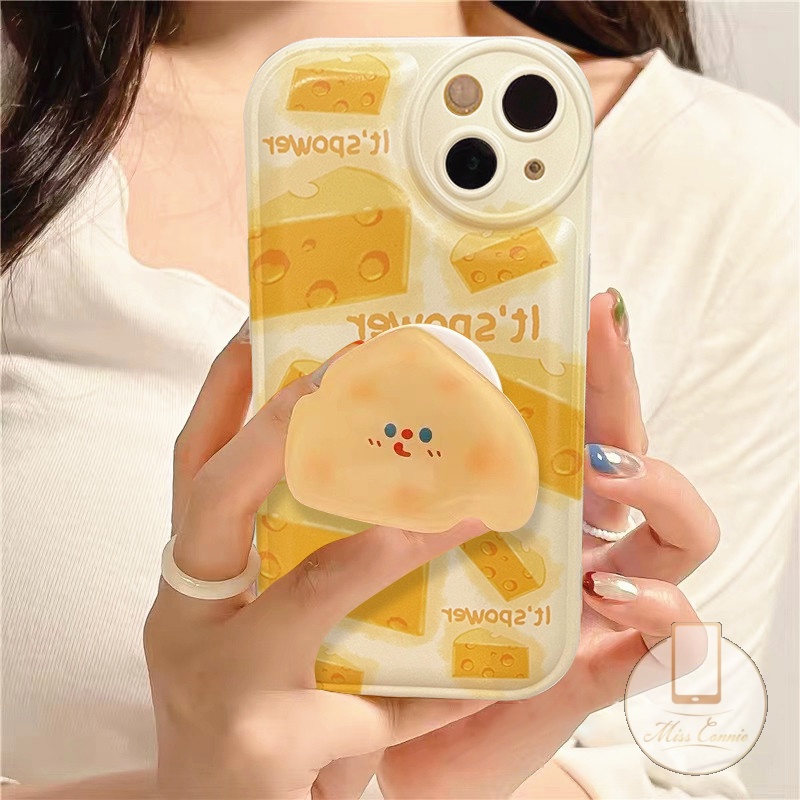Ốp Điện Thoại Dẻo Họa Tiết Phô Mai Hoạt Hình 3D Cho iPhone 6 6s 7 8 Plus 11 14 13 12 Pro MAX XR 14 Plus X XS MAX SE 2020 Giá Đỡ