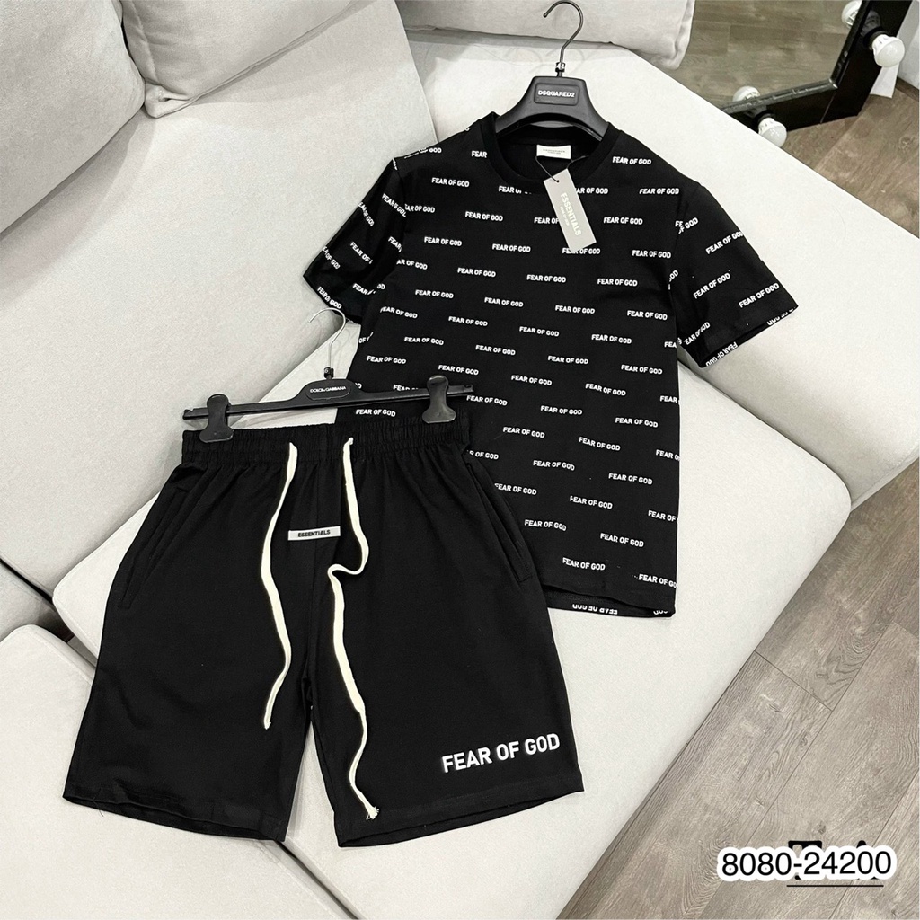 Bộ Quần Áo Nam Essential Chất Cotton Cao Cấp - Bộ Essential In Chữ FEAR ÒF GOD Dành Cho Nam