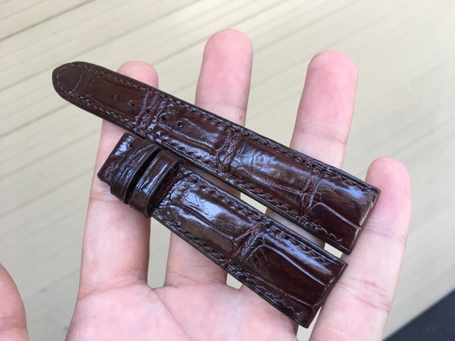 Dây đồng hồ da cá sấu nhập khẩu -Nâu đậm