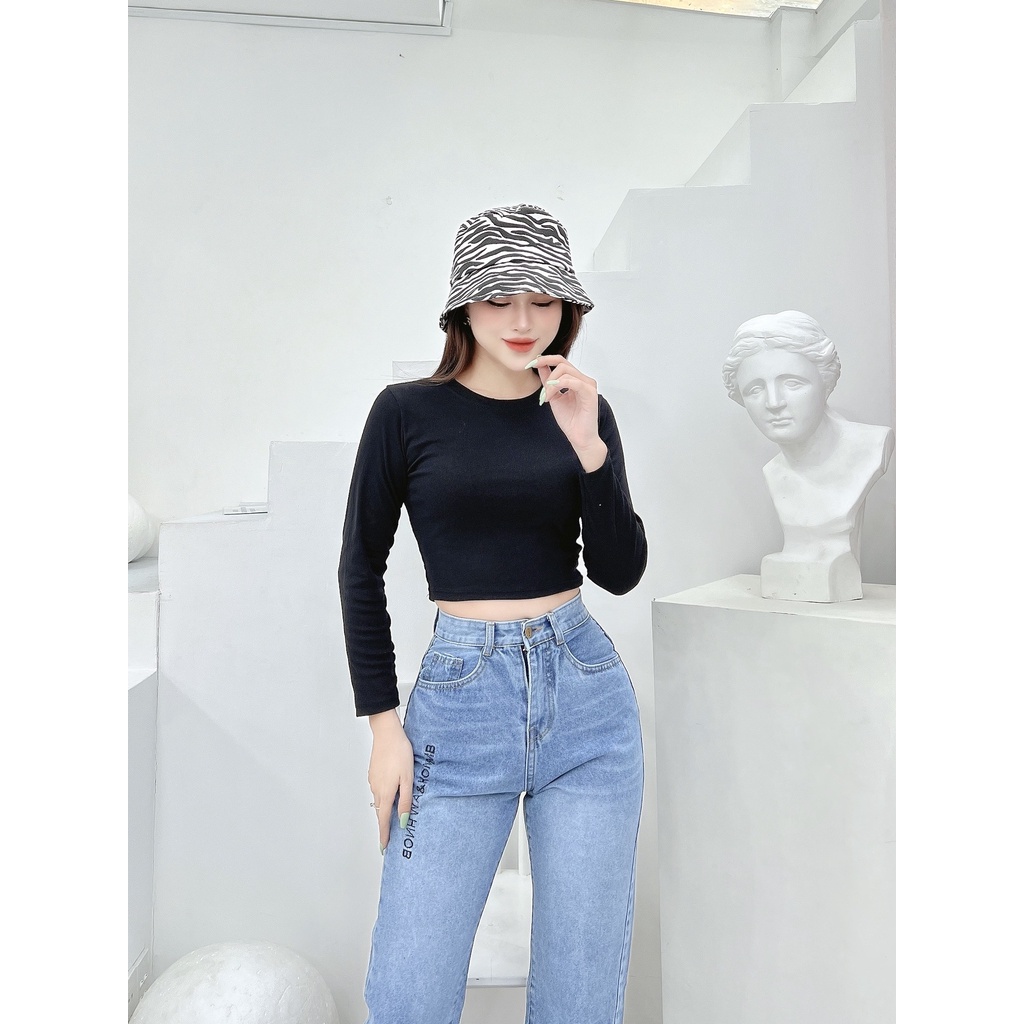 Quần jeans nữ CRAZYTEEN dáng baggy thêu chữ cá tính K0123