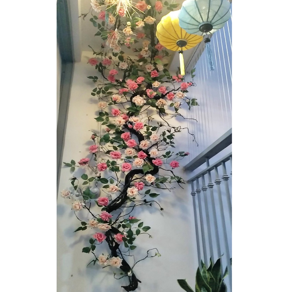 Dây Giả- Dây Hồng Leo Cổ 1m7 Cao Cấp, Decor Nhà Cửa, Khách Sạn, Studio