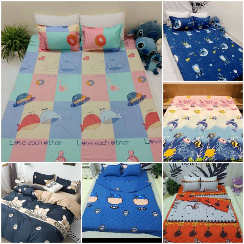 bộ drap ga gối cotton poly 1m6/1m8  ( chat chọn  mẫu)