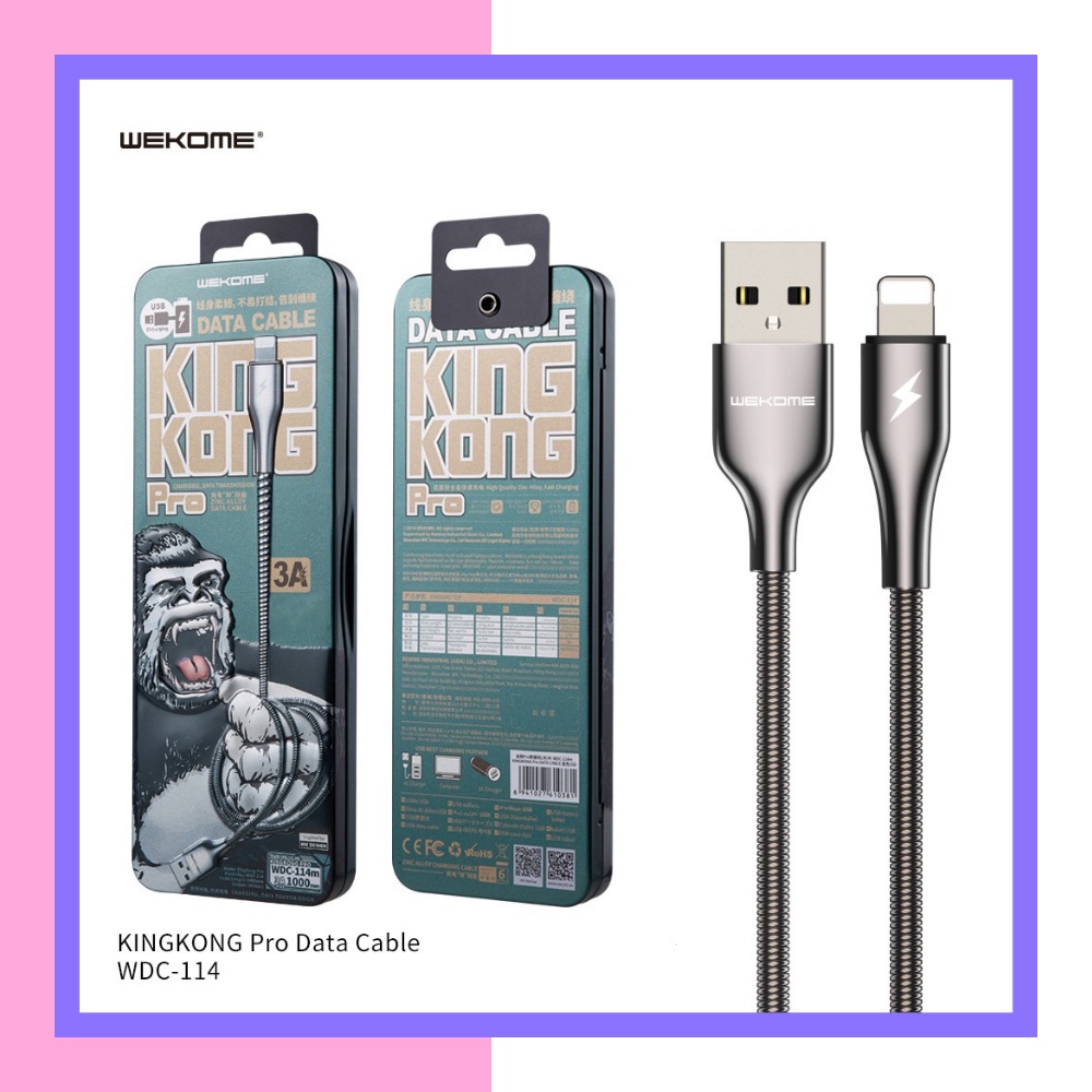 CÁP SẠC LIGHTNING HỘP SẮT KINGKONG 3A WK 114