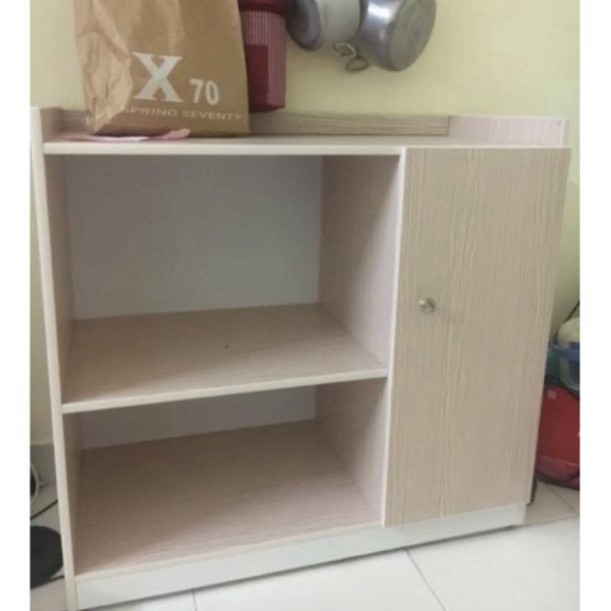[Chỉ ship HN] Tủ bếp/Tủ lò vi sóng 1 cánh nhựa Đài Loan vân gỗ nhạt 80x86x40(TPHCM)