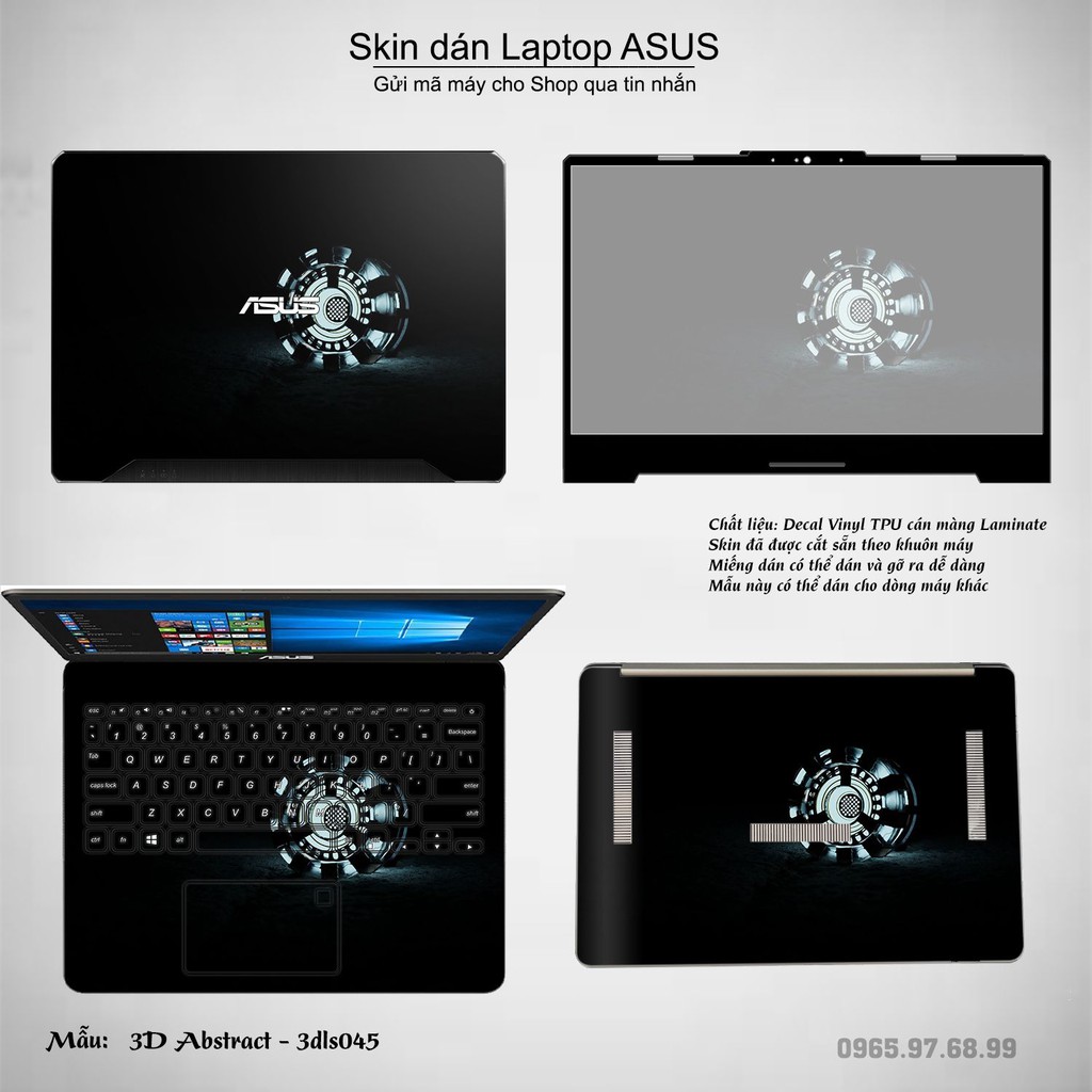 Skin dán Laptop Asus in hình 3D họa tiết (inbox mã máy cho Shop)