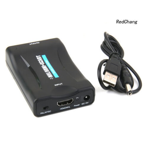 -SPQ- USB HDMI Male Lead to SCART Composite Video Converter Adapter with USB Cable