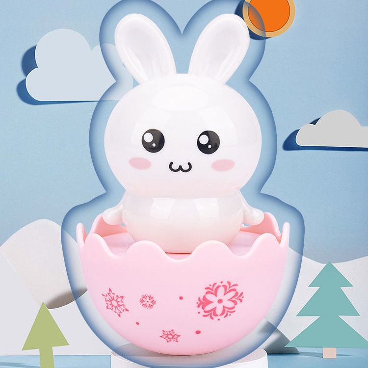 【trong kho】 Phim hoạt hình mini Tumbler, đồ chơi rung chuông, em bé, chuông xoa dịu, quà tặng thỏ dễ thương, bán chạy 0-3-6-9