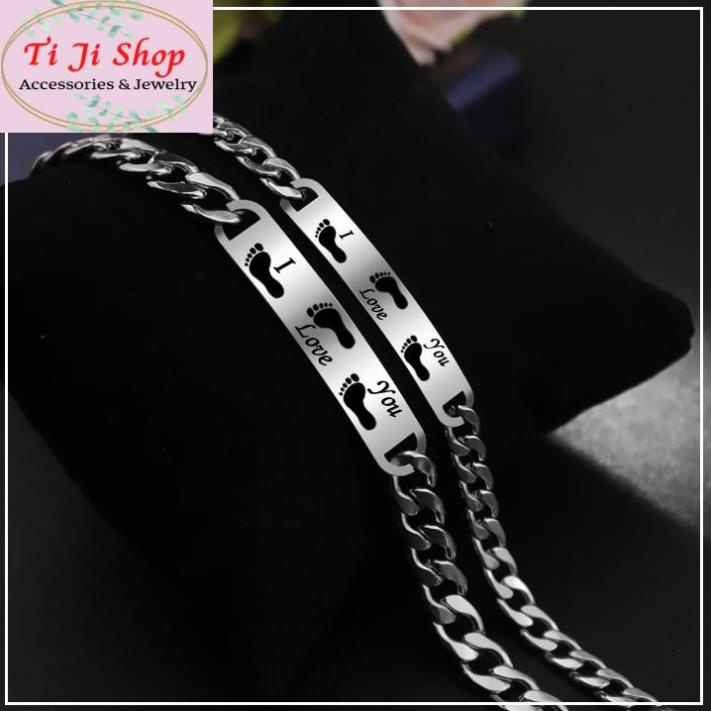 LẮC VÒNG TAY CẶP ĐÔI INOX HÌNH DẤU CHÂN ĐẸP KHÔNG ĐEN KHÔNG GỈ SÉT