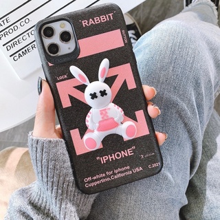 Ốp Lưng Da IMD Full dòng máy Hình Nổi Rabbit Off White