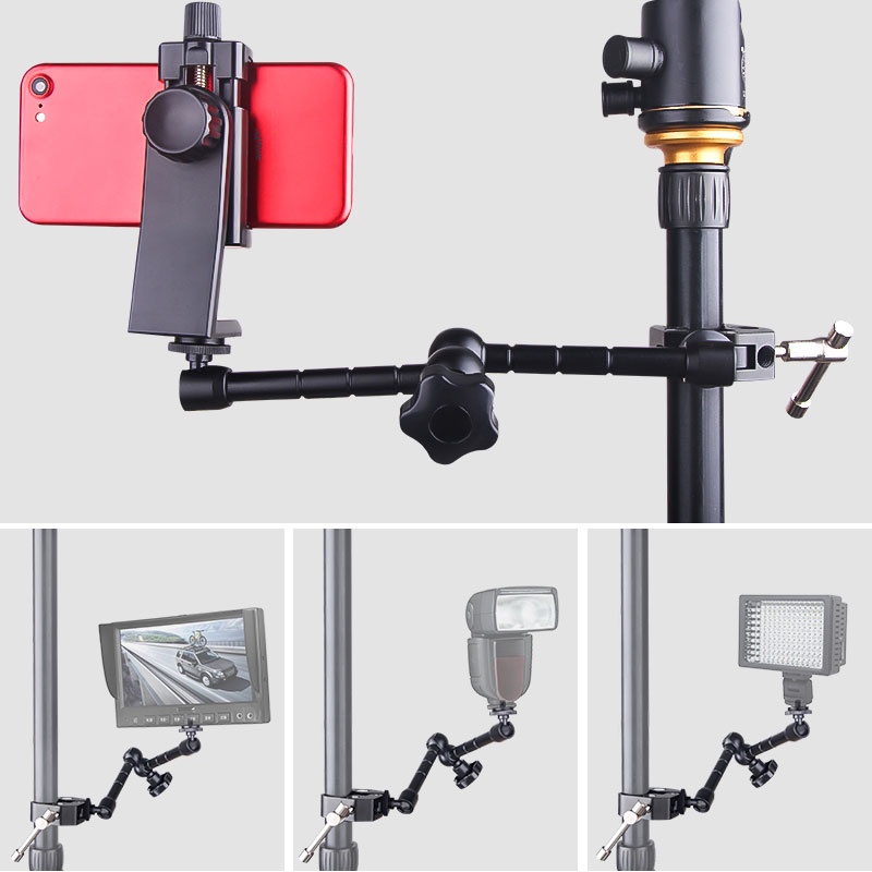 Cánh Tay Ma Sát Điều Chỉnh Được 11 Inch + Kẹp Siêu Cho Đèn LED / Màn Hình LCD / Đèn Flash / Máy Ảnh
