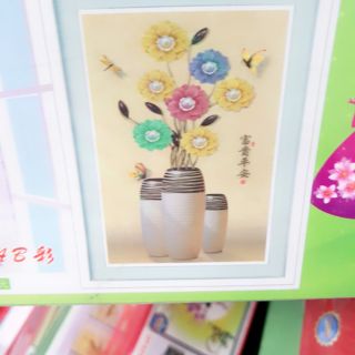 Tranh đính đá hoa đồng tiền ấn tượng 76x50cm
