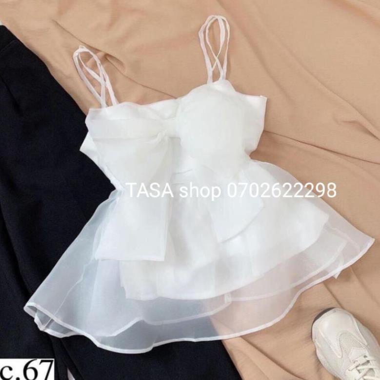 TTL-Sét áo trắng voan tơ kết nơ phối quần umi đen (thời trang nữ ) có clip thật