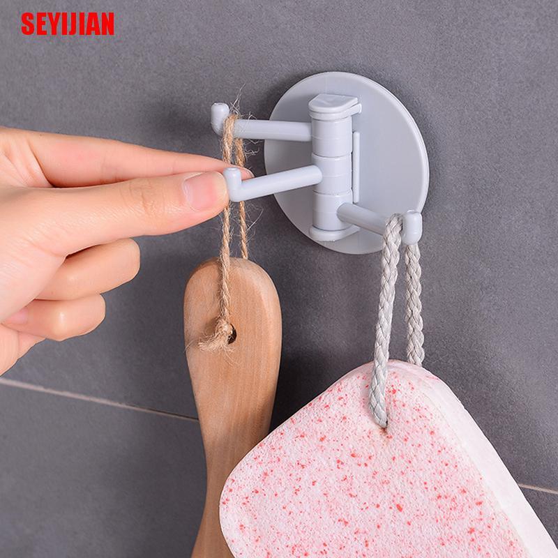 Móc Treo Đồ 3 Nhánh Xoay Được Sáng Tạo Gắn Tường Nhà Bếp / Phòng Tắm