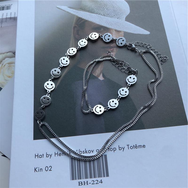 Vòng Tay/Dây Chuyền 22336 Mặt Hình Mặt Cười Phong Cách Harajuku Hàn Quốc