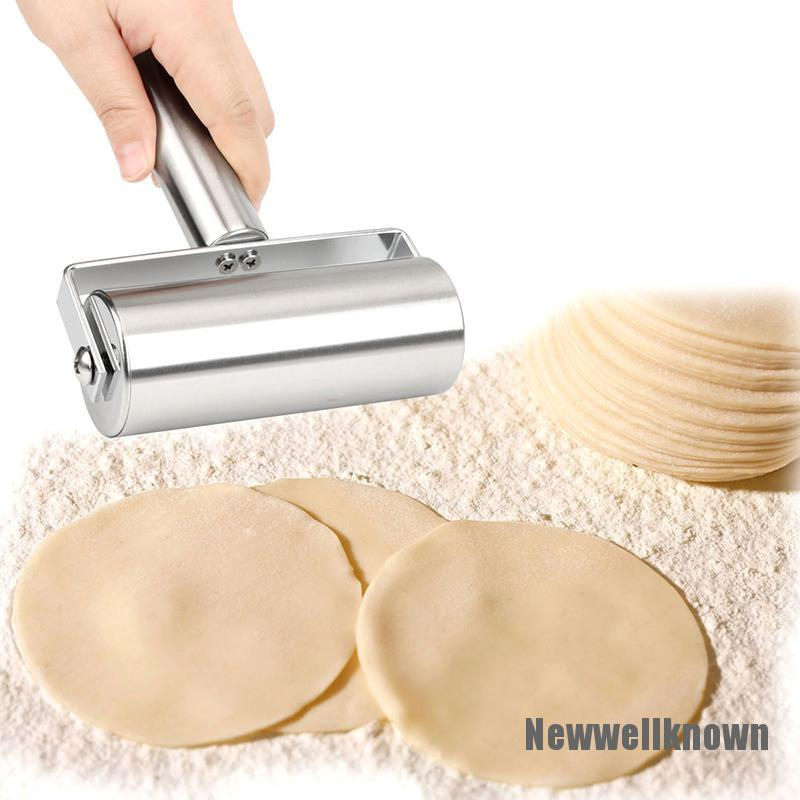 [Newwellknown 0318] Stainless Steel Rolling Pin Pastry Pizza Fondant Bakers Roller Baking Dough