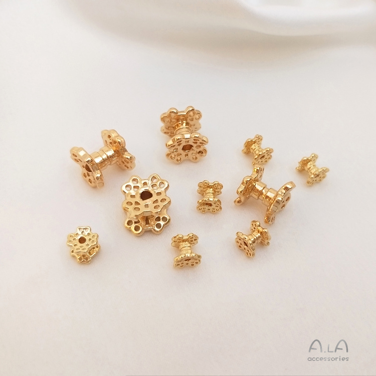 [little Blu] Bộ 20 Hạt Xỏ Vòng Tay 14K Hai Mặt Mạ Vàng Đồng Dùng Làm Đồ Trang Sức Thủ Công diy