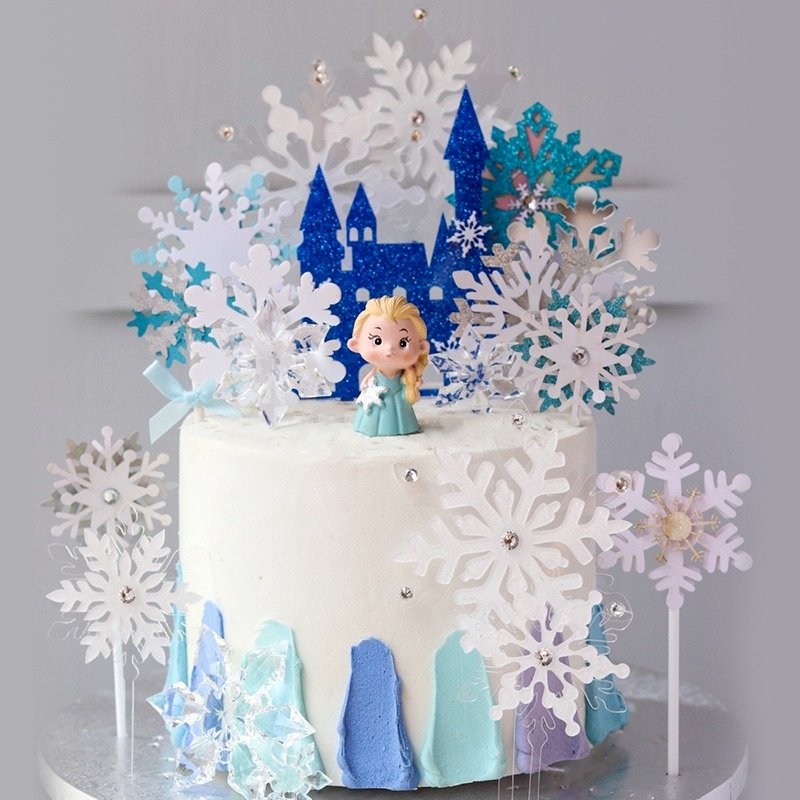 Phụ Kiện Trang Trí Bánh Kem Hình Công Chúa Băng Giá Dễ Thương