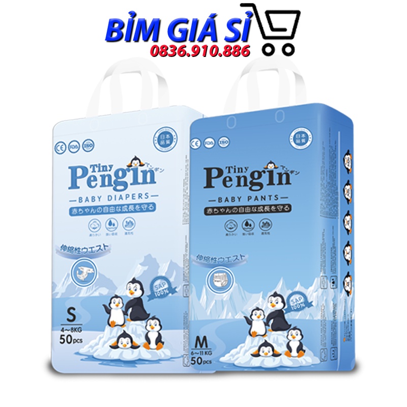 Bỉm Dán/Quần cao cấp TinyPengin S50/M50/L50/XL50/XXL50/XXXL50/4XL/5XL - Bỉm Giá Sỉ